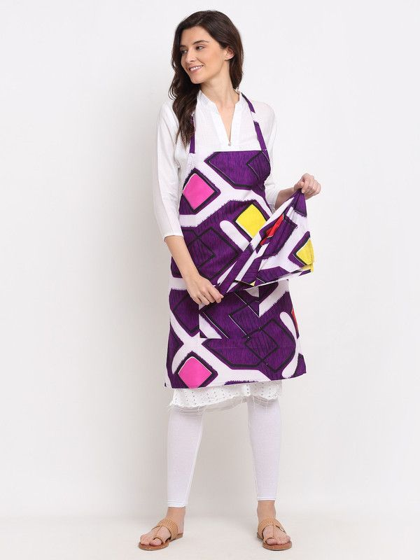 NEUDIS Polyester Home Use Apron - Free Size  (Multicolor, Single Piece)
