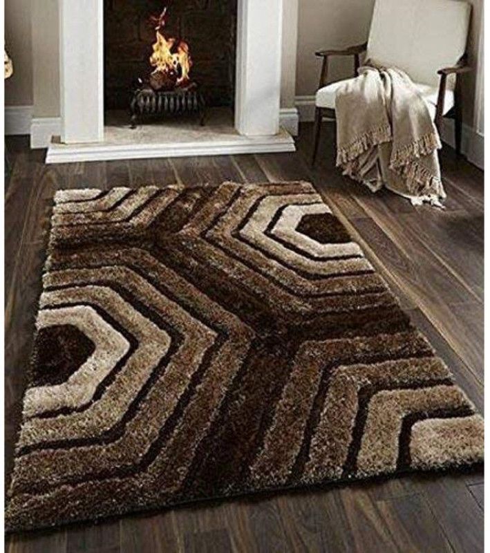 RM Handloom Brown Polyester Carpet  (92 cm, X 153 cm, Rectangle)