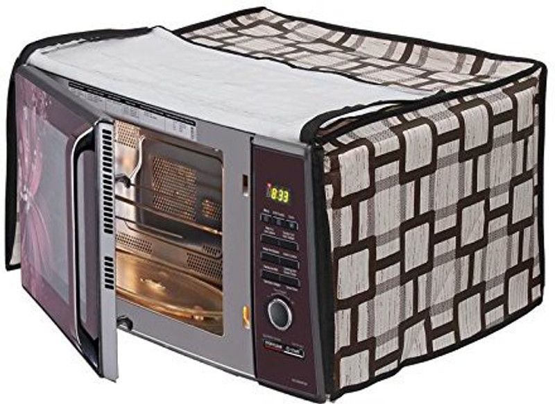 KingMatters Microwave Oven Cover  (Width: 52 cm, Grey, Black)