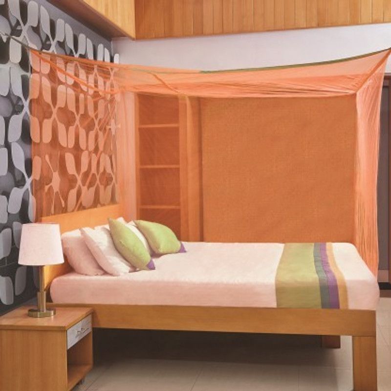 Ladu gopal Nylon Adults Washable Mosquito net for bed, Polycotton Mosquito Net for double bed and Single Bed, frame hung mosquito net-6x6 ft Peach Mosquito Net  (Peach, Frame Hung)