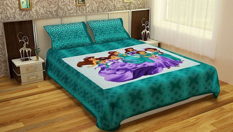 MrsLuck 144 TC Cotton Double Jaipuri Prints Flat Bedsheet  (Pack of 1, Multicolor)