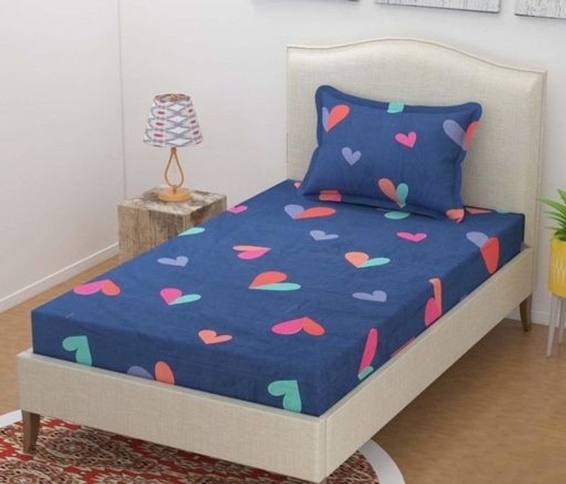 Cotton Single Bedsheet  (Pack of 1, Blue)