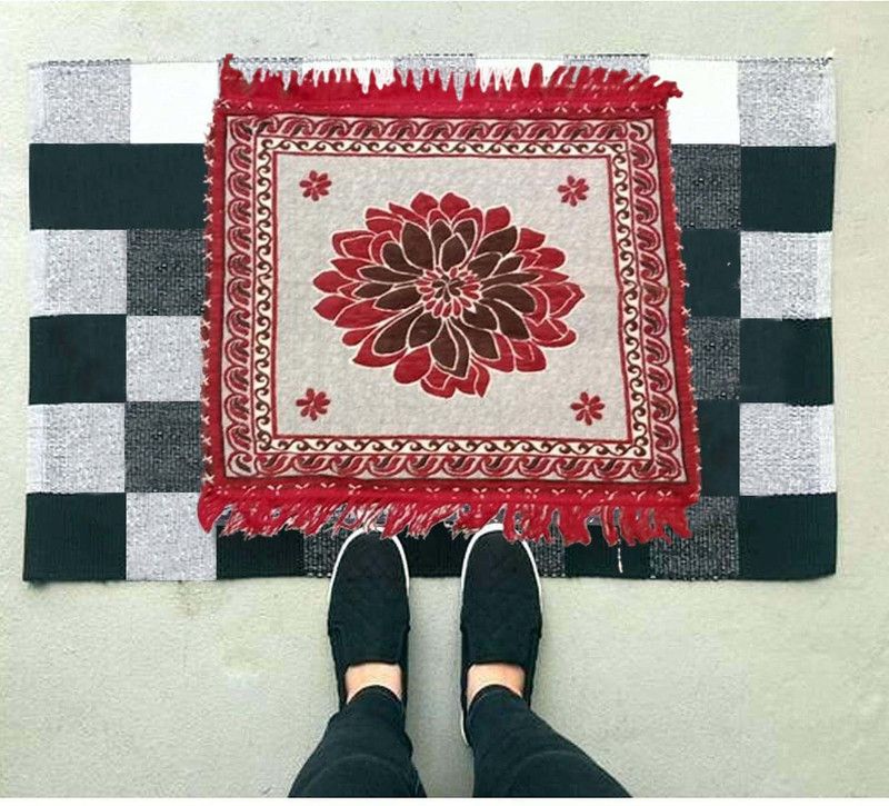 ELEGANT WEAVERS Polyester Door Mat  (Red, Medium, Pack of 2)