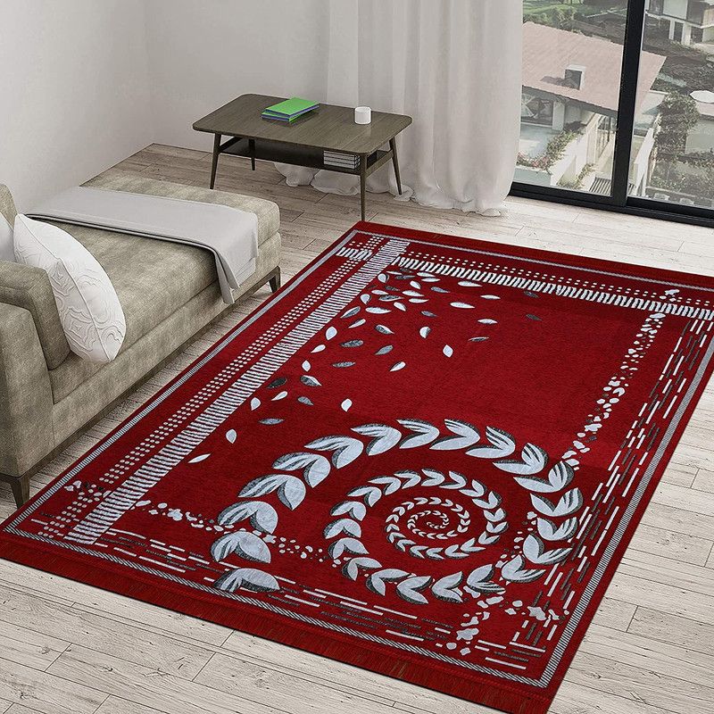 moninfinity Maroon Velvet Carpet  (150 cm, X 210 cm, Rectangle)