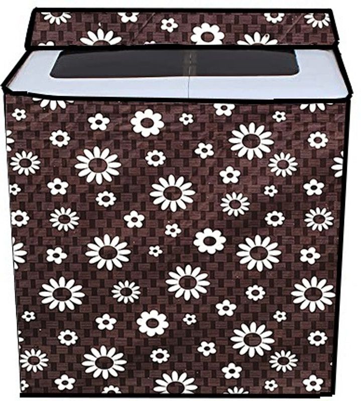 JM Homefurnishings Semi-Automatic Washing Machine Cover  (Width: 89 cm, Gray, White)