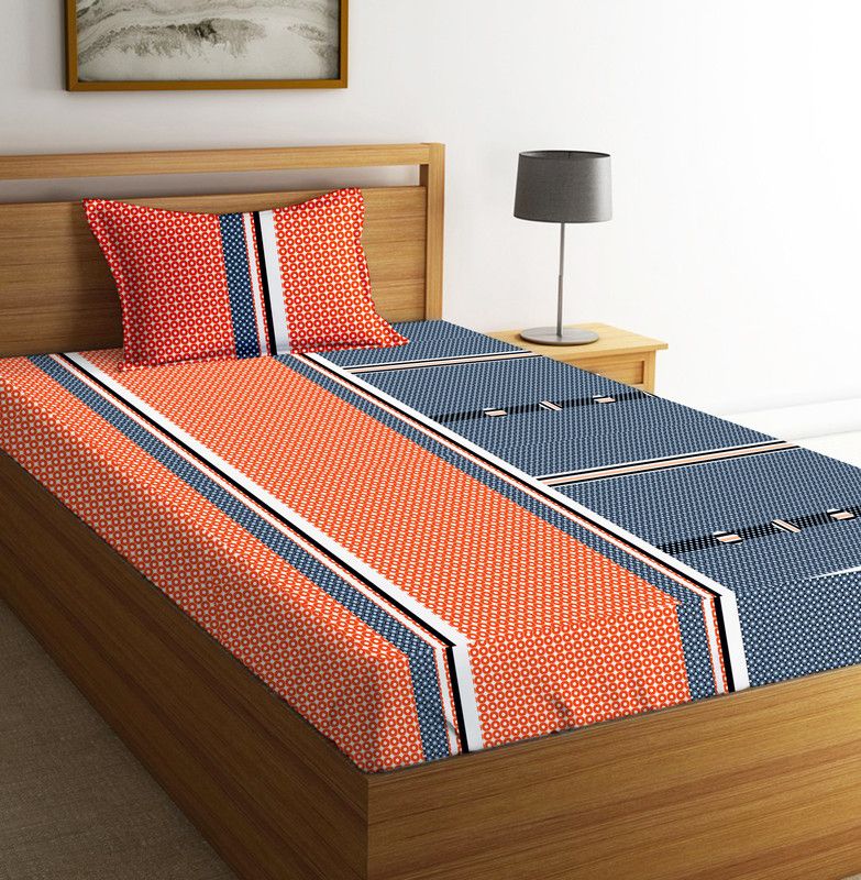 morpank 330 TC Cotton Double Printed Flat Bedsheet  (Pack of 1, Multicolor)