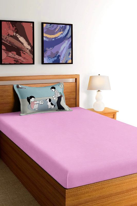 WMK 250 TC Cotton Single Solid Flat Bedsheet  (Pack of 1, LIGHT PINK PC22)