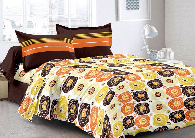 Welhouse India Cotton Double Polka Flat Bedsheet  (Pack of 1, White)