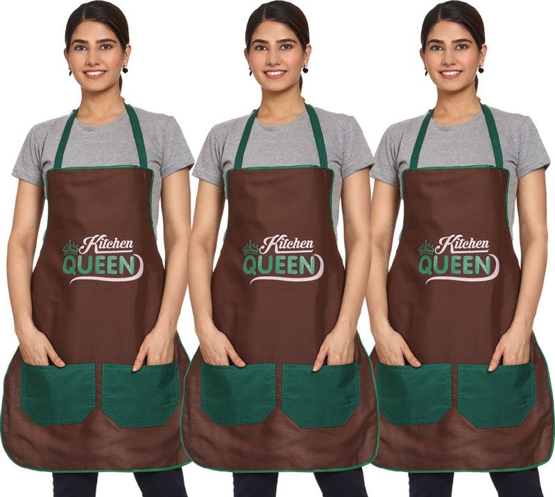 Cotton Chef's Apron - Free Size  (Brown, Pack of 3)