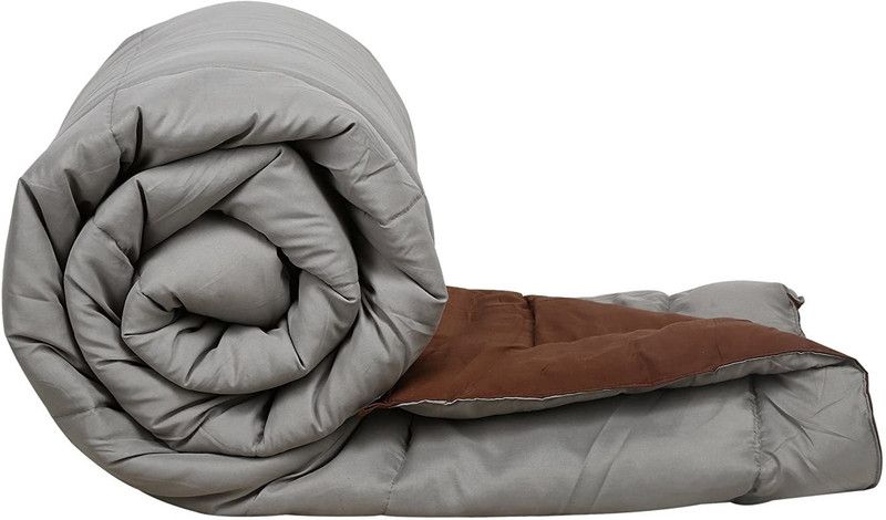 RAASO Solid Double Comforter for Mild Winter  (Microfiber, Grey & Brown)