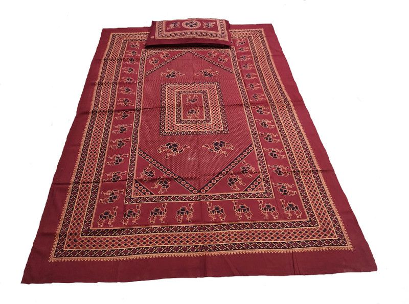 Malani Print 0 TC Cotton Single Printed Flat Bedsheet  (Pack of 1, Red)