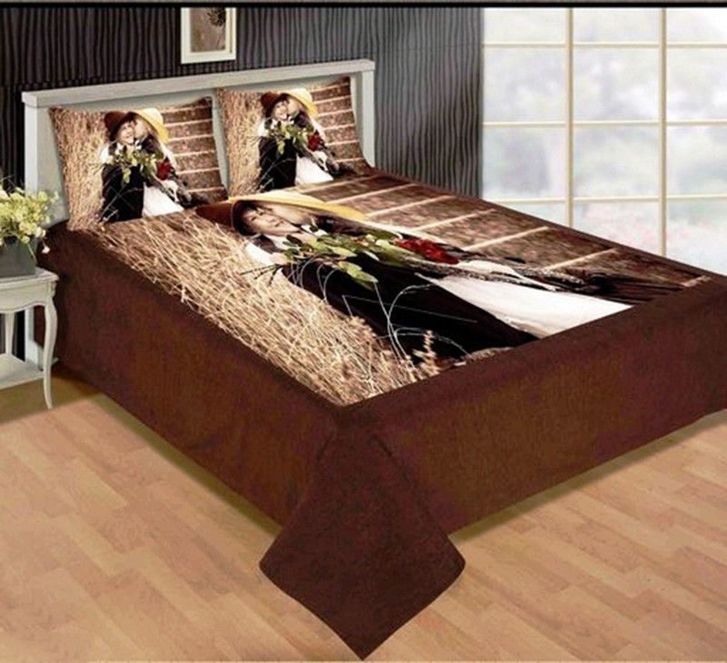 Bhatia Home Decors 300 TC Velvet Queen Animal Flat Bedsheet  (Pack of 1, Brown & Black Couple)