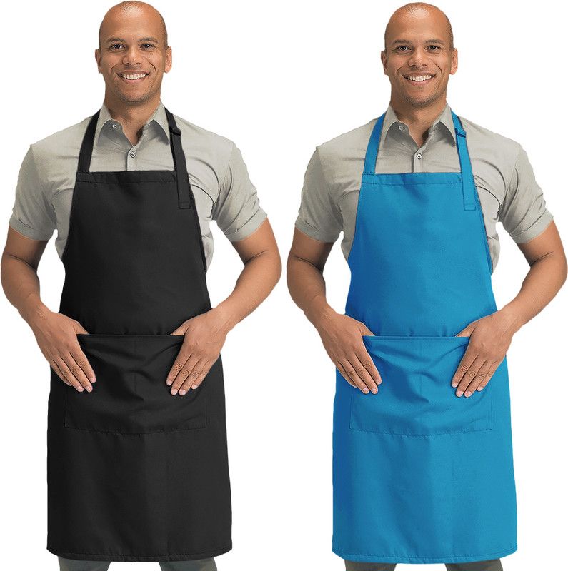 Blackpoll Polyester Home Use Apron - Free Size  (Black, Light Blue, Pack of 2)