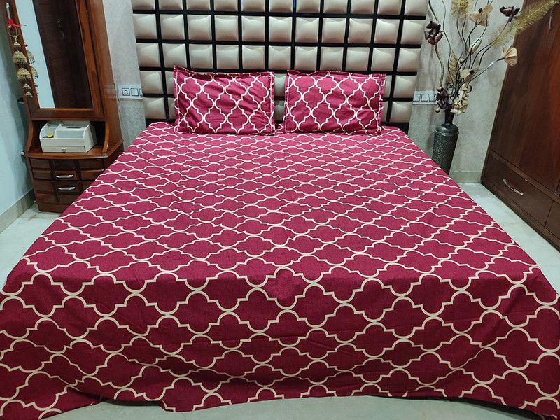 Mittal Handlooms 300 TC Cotton Double Abstract Flat Bedsheet  (Pack of 1, Multicolor)