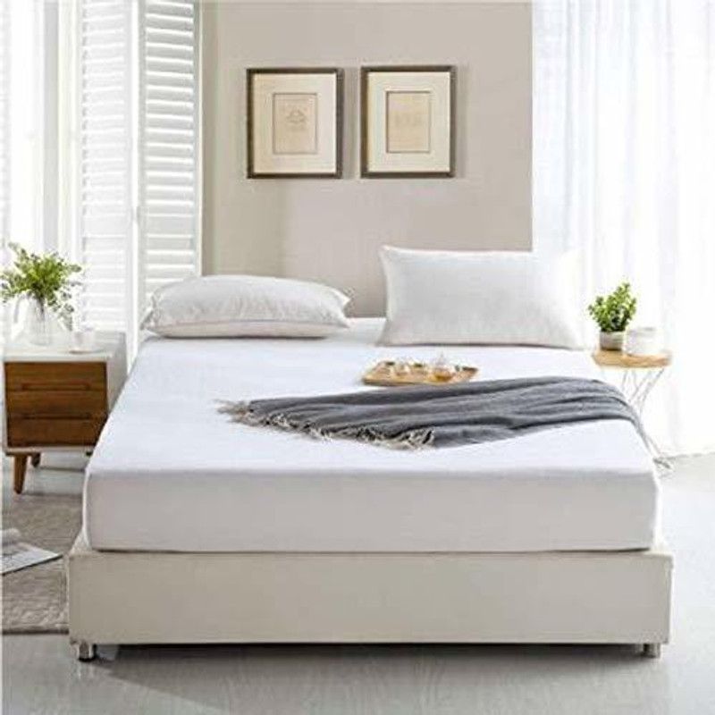 Cotton Trendy Fitted Double Size Waterproof Mattress Cover  (White)