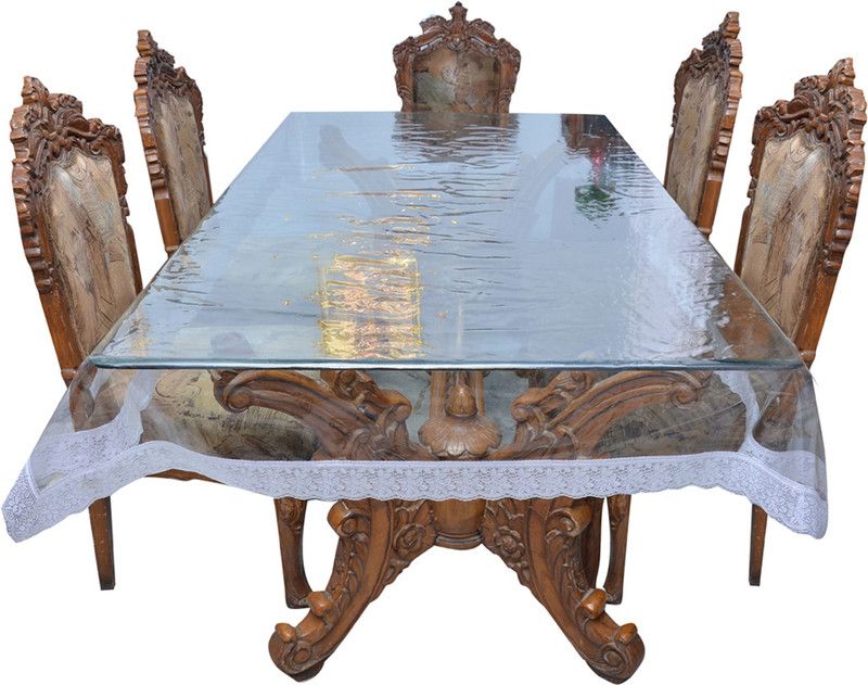 Art House Self Design 8 Seater Table Cover  (Silver, PVC (Polyvinyl Chloride))