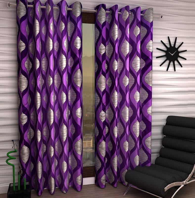 275 cm (9ft) Long Door Curtain  (Purple, Pack of 2)