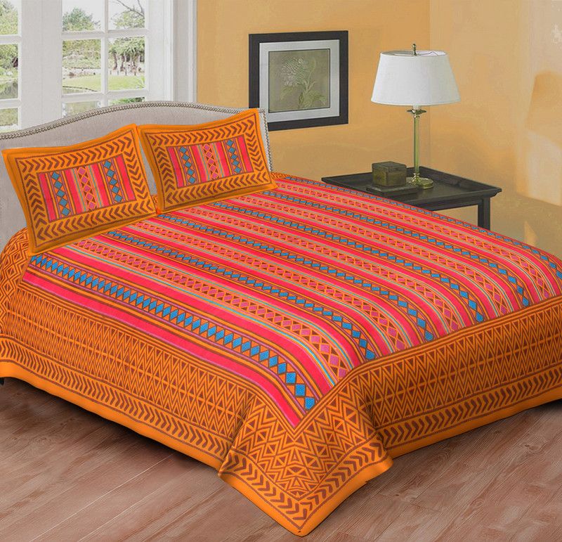 250 TC Cotton Double Jaipuri Prints Bedsheet  (Pack of 1, Multicolor)