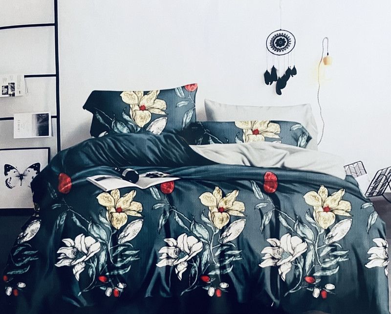 Hype Fashion House 500 TC Cotton Double, King Floral Flat Bedsheet  (Pack of 1, Green)