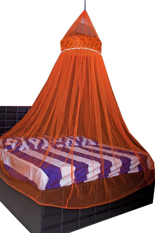 Creative Textiles Polyester Adults Washable STYLIST Mosquito Net  (Orange, Ceiling Hung)