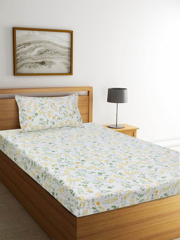 COTTON CANDY 300 TC Cotton Single Floral Flat Bedsheet  (Pack of 1, Multicolor8)