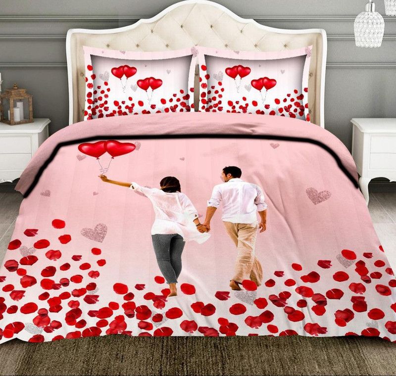FLOURISHING HOMES 300 TC Cotton King Printed Flat Bedsheet  (Pack of 1, Pink)