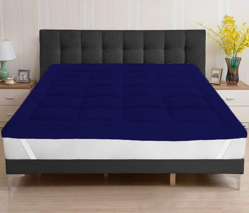 AVI Elastic Strap King Size Mattress Cover  (Blue)