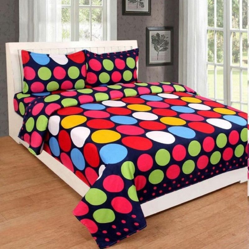 Moon Craft 150 TC Polycotton Double Floral Flat Bedsheet  (Pack of 1, Red)
