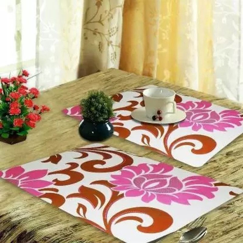 Dream Cure Rectangular Pack of 1 Table Placemat  (Pink, White, PVC)