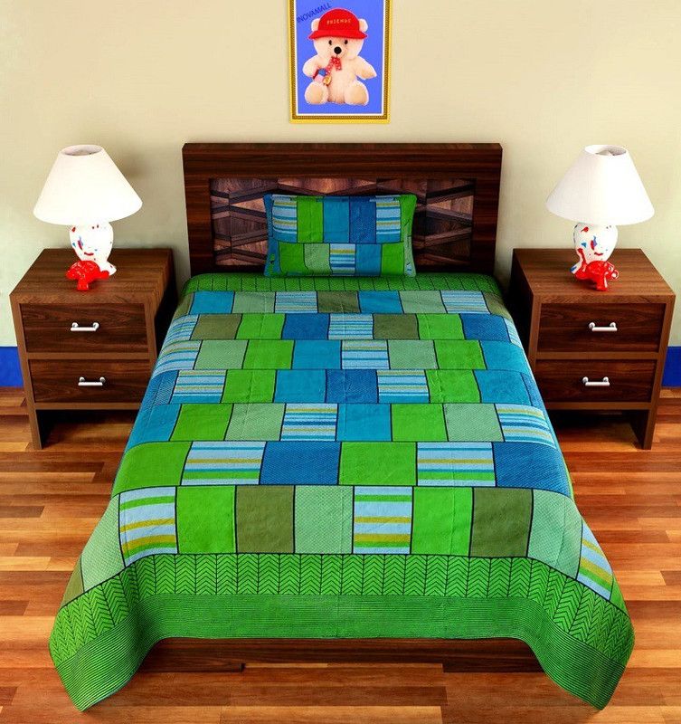 PALAK 144 TC Microfiber Single Checkered Flat Bedsheet  (Pack of 1, Multicolor)