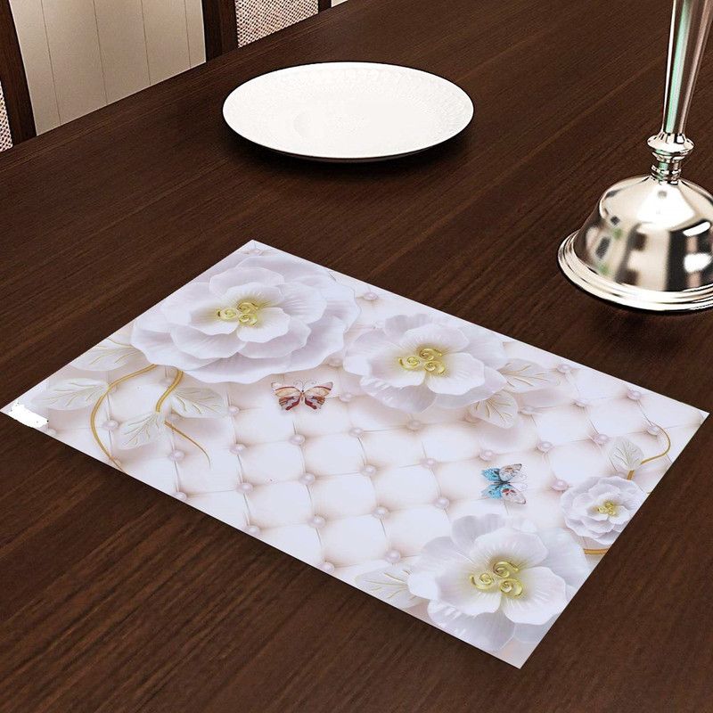 Rectangular Pack of 1 Table Placemat  (Peach, PVC)