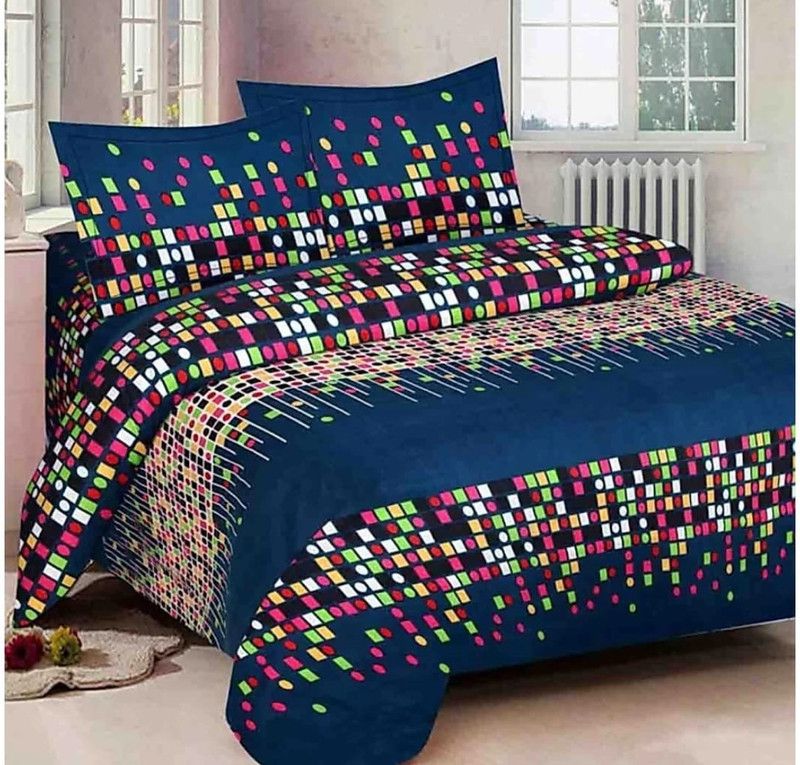 CLOUDNAP 146 TC Polycotton Double 3D Printed Flat Bedsheet  (Pack of 1, Multicolor)