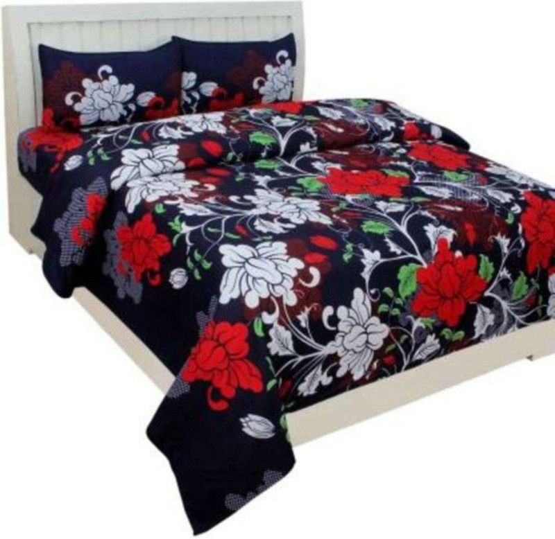 240 TC Polycotton Double Bedsheet  (Pack of 1, 3-D-Shopsy-BLACK-SWERA-02-R-Shopsy)