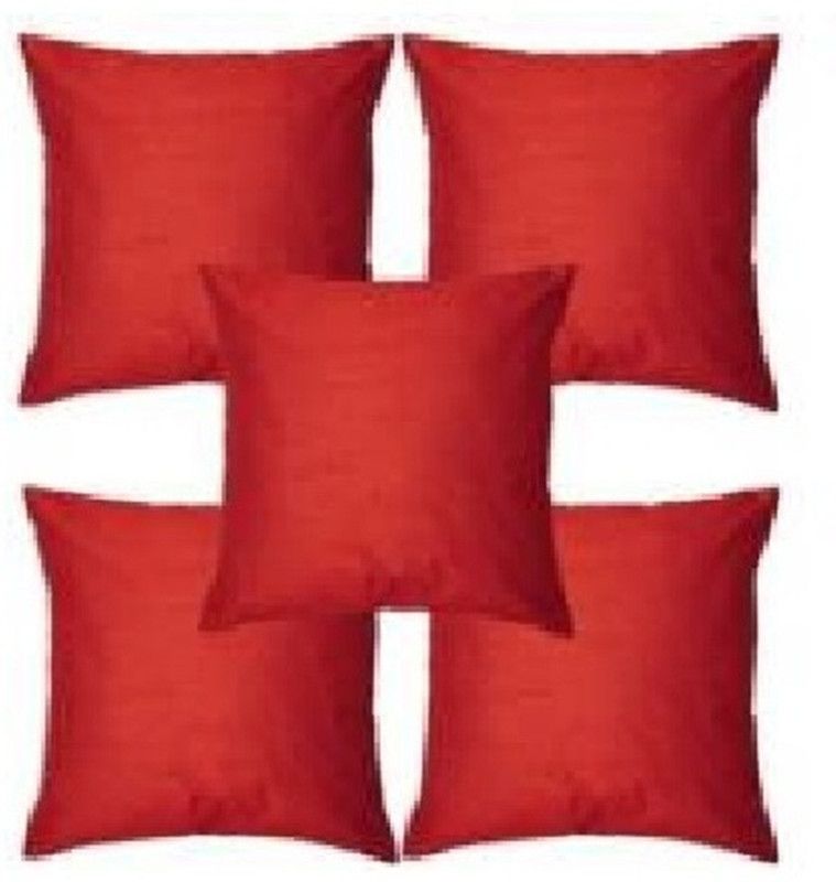 Swikon star Polyester Fibre Solid Cushion Pack of 5  (Maroon)