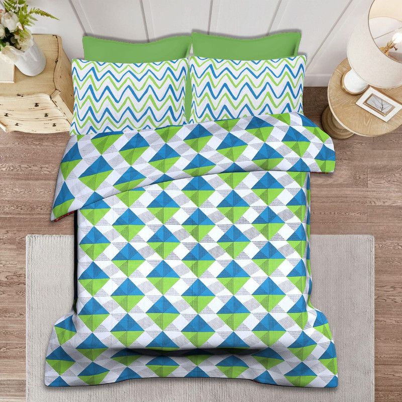 CRAZECULTURE Cotton Double Bed Cover  (Green)