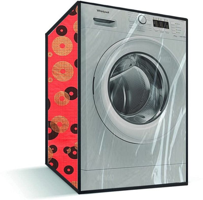 Delideal Front Loading Washing Machine Cover  (Width: 74 cm, Orange, Black)