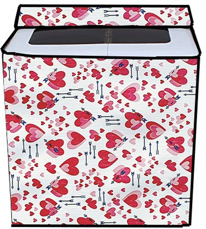 JM Homefurnishings Semi-Automatic Washing Machine Cover  (Width: 82 cm, Pink, White)
