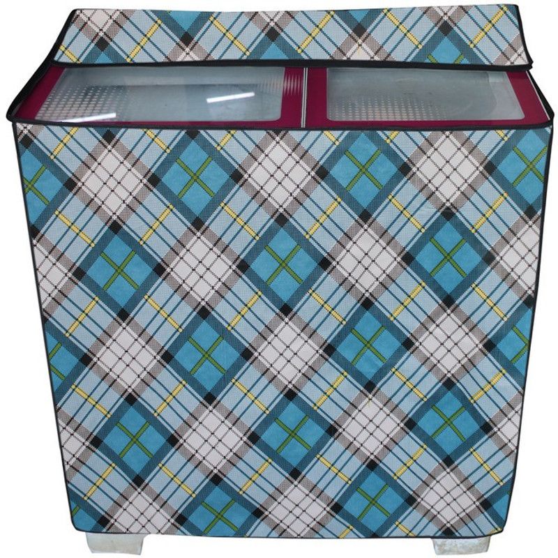 KingMatters Semi-Automatic Washing Machine Cover  (Width: 82 cm, Horizon, Blue)