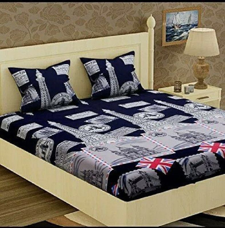ARsMerchandise 120 TC Polycotton Double 3D Printed Flat Bedsheet  (Pack of 1, Multicolor)