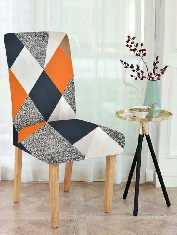 Multitex Polyester Floral Chair Cover  (Orange Pack of 1)