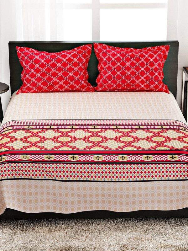PORTICO NEW YORK 210 TC Cotton King Motifs Flat Bedsheet  (Pack of 3, Multicolor)