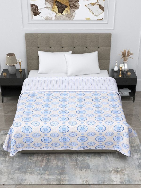 Home Fresh Floral Double Dohar for AC Room  (Cotton, Light Blue)
