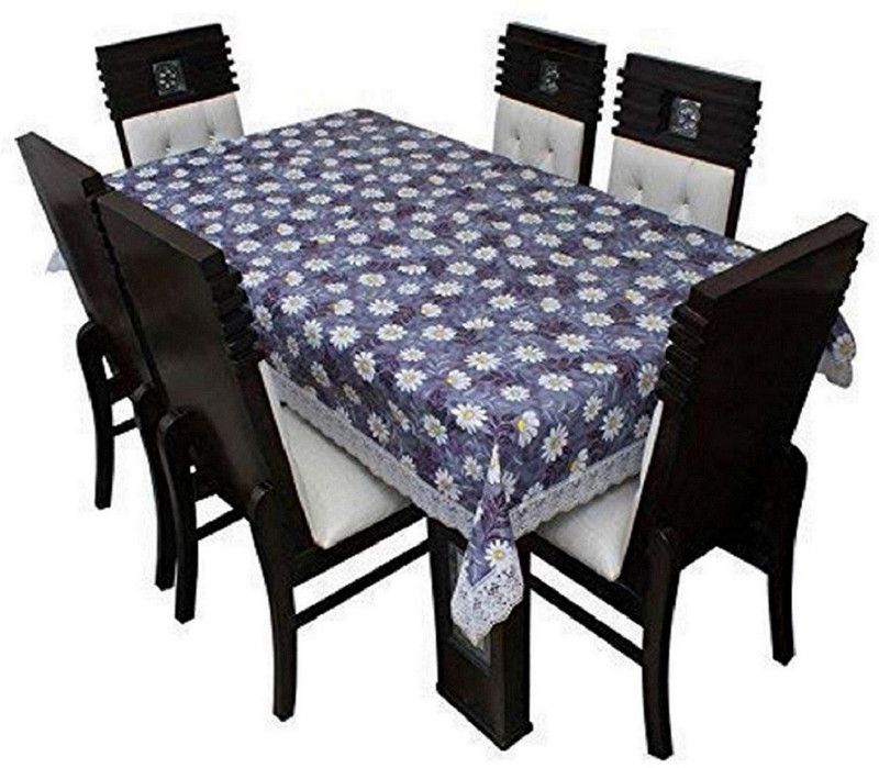 TANLOOMS Printed 8 Seater Table Cover  (Blue, PVC)