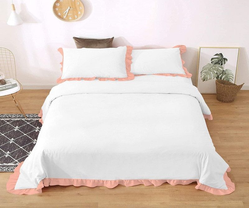 SarahLinen Single Cotton Duvet Cover  (Peach)