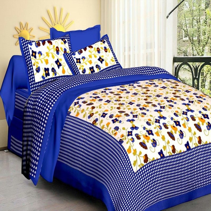 BADGUJAR 280 TC Cotton Double Floral Flat Bedsheet  (Pack of 1, Multicolor)