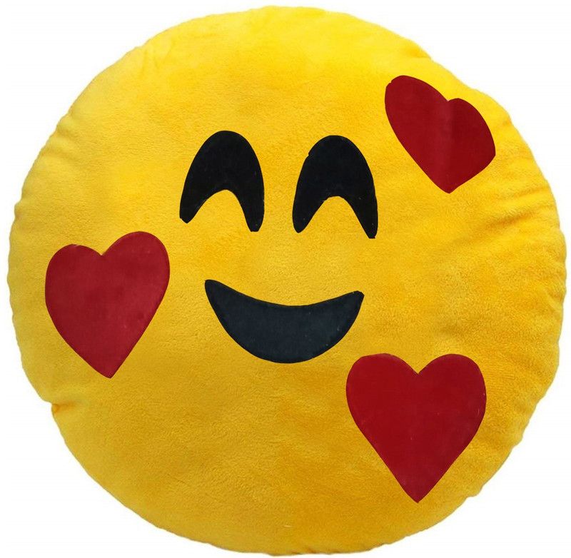 Juzzii Microfibre Smiley Cushion Pack of 1  (Yellow)