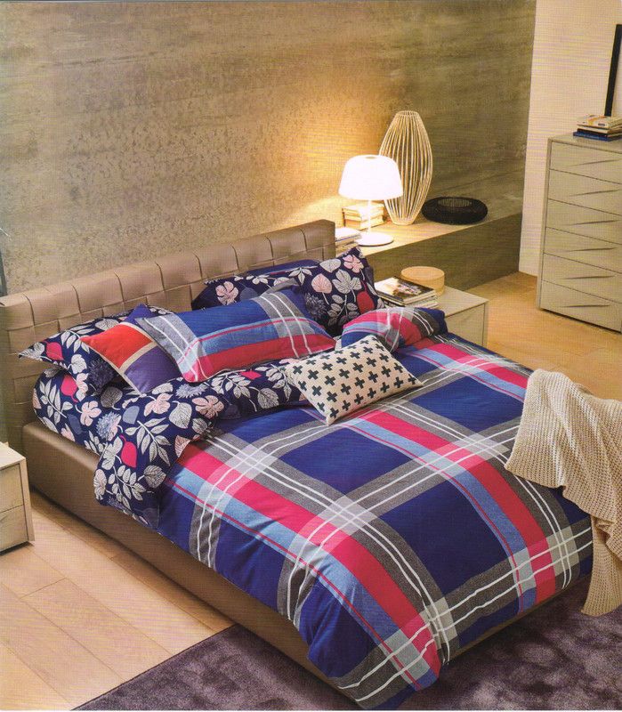 Welhous 250 TC Cotton Double Checkered Flat Bedsheet  (Pack of 3, Multicolor)