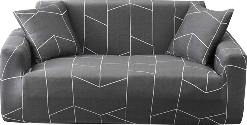 HOUSE OF QUIRK Polyester Checkered Sofa Cover  (Grey Pack of 1)