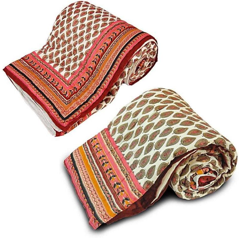 Indian Gift Emporium Floral Single Comforter for Mild Winter  (Cotton, Multicolor)