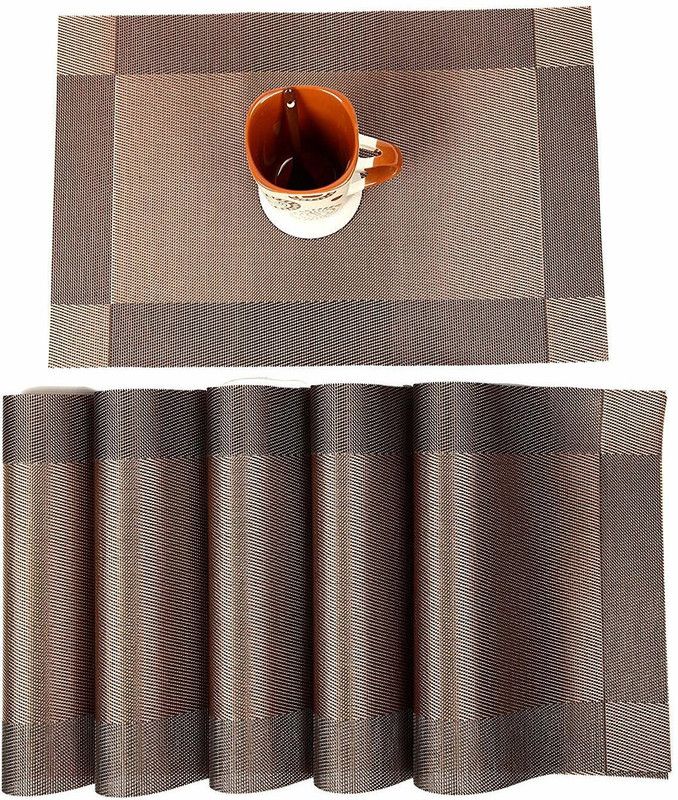 Bridge2Shopping Rectangular Pack of 6 Table Placemat  (Brown, Polyester)